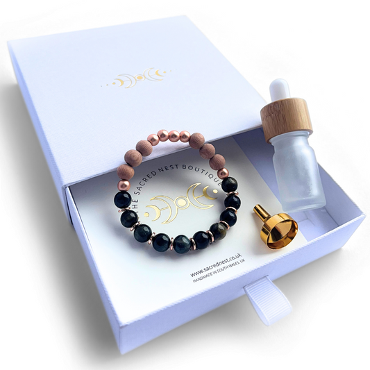 Blue Tiger’s Eye Crystal Diffuser Bracelet & Dropper Bottle Gift Set