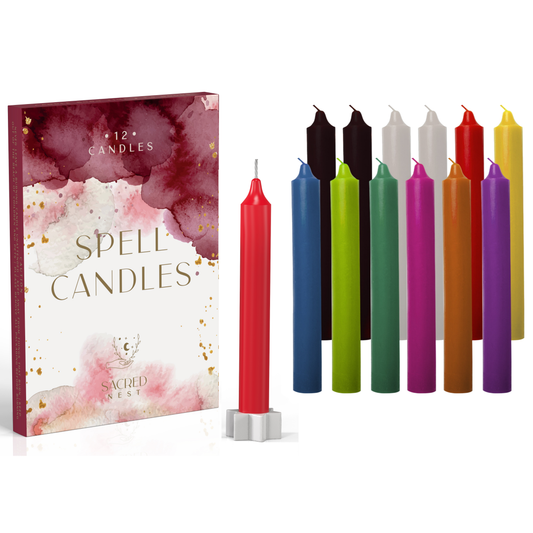 12 x Spell Candles + Ceramic Star Candle Holder