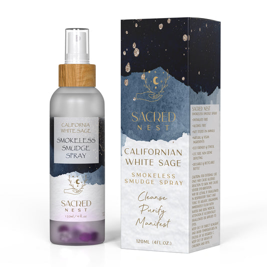 California White Sage Smudge Spray with Moon Charged Crystals